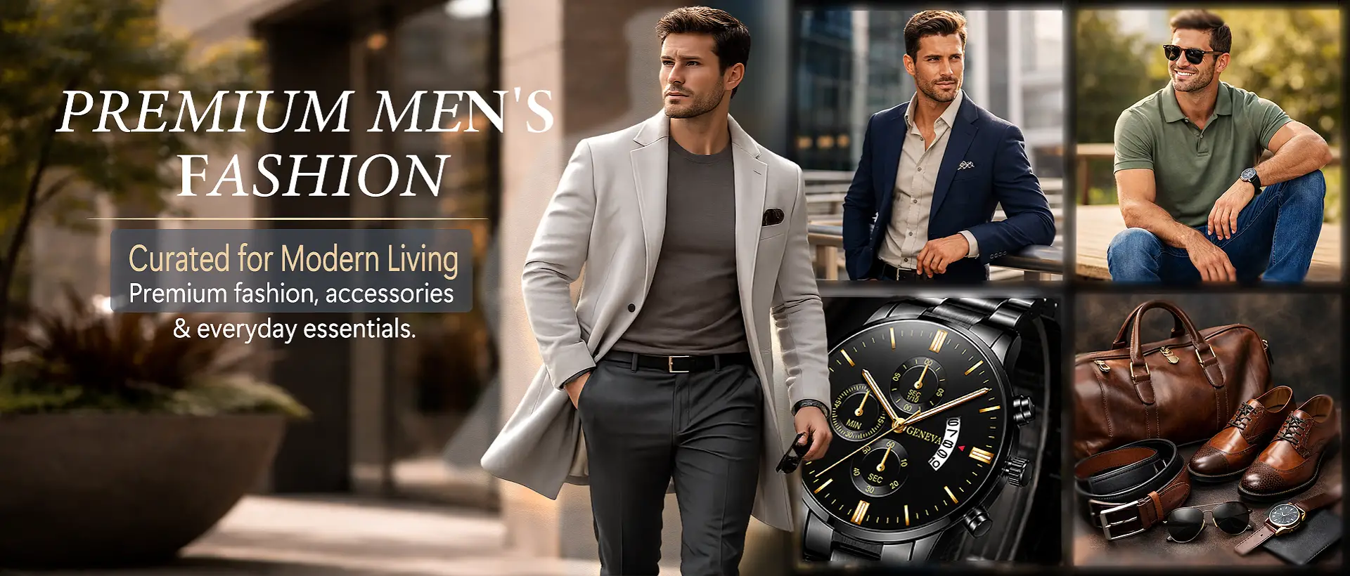 Precisely Curated for Modern Living – Acuvick Premium Fashion Premium fashion and accessories curated for modern living, featuring refined menswear in a contemporary setting