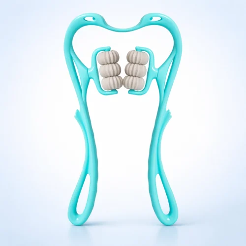 6-Wheel Pressure Point Neck Massager and Shoulder Pain relief tool with ergonomic design