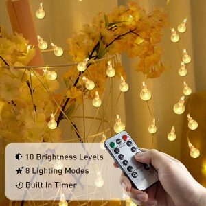 Outdoor String Camping Lamp Globe Lights Waterproof – 32ft Battery-Powered LED Fairy Lights for Patio, Garden, Backyard, and Outdoor Events