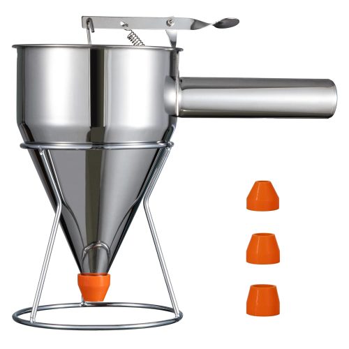 Stainless Steel Funnel Dispenser With Rack – Baking Batter Tool