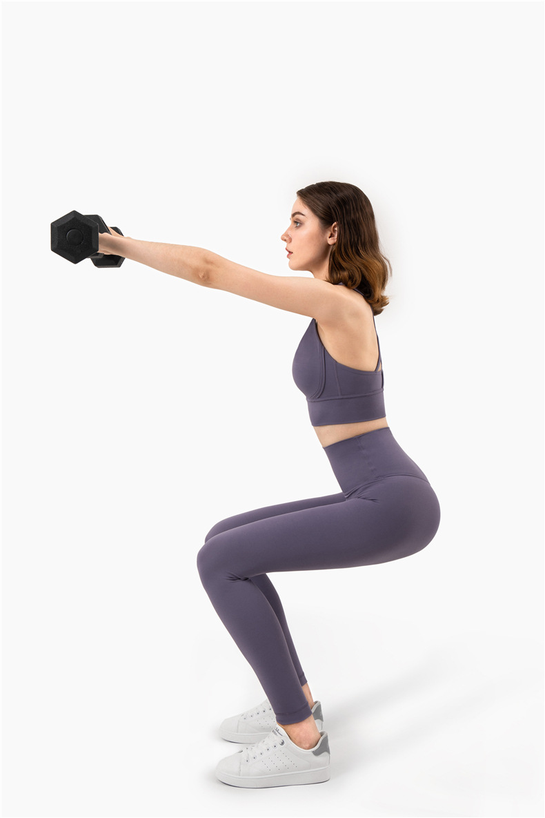Alt: " High waisted criss cross back leggings two piece Set product image – Acuvick " Two piece gym outfit for women with high waist leggings and criss cross back top