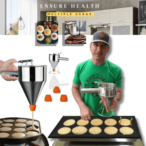 tainless Steel Pancake Batter Dispenser with Squeeze Handle-Acuvick