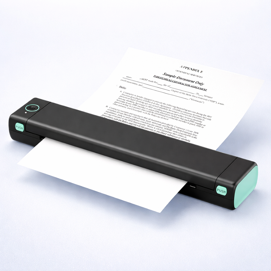Alt: " Mobiprint™ A4 Portable Thermal Printer Bluetooth product image – Acuvick " Mobiprint A4 portable thermal printer with Bluetooth wireless printing