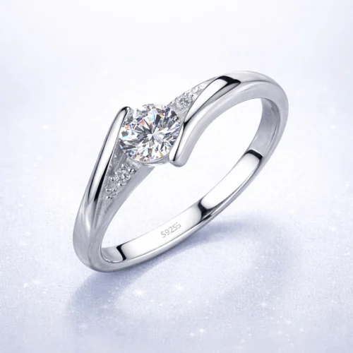 Stunning crystal rings for women in silver with engagement stone design