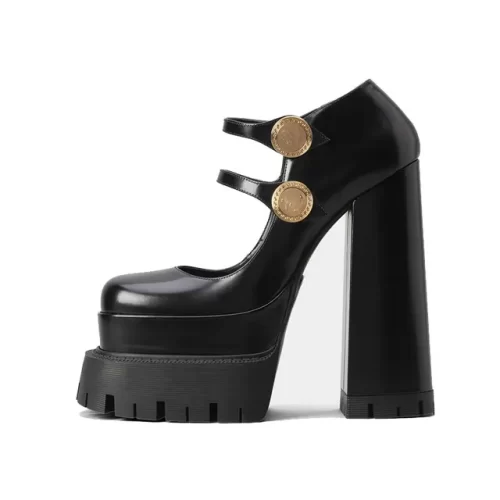 極美品❗️RIM.ARK Angled heel square shoes 37 Ultimate elegance of block heel square toe shoes at Acuvick