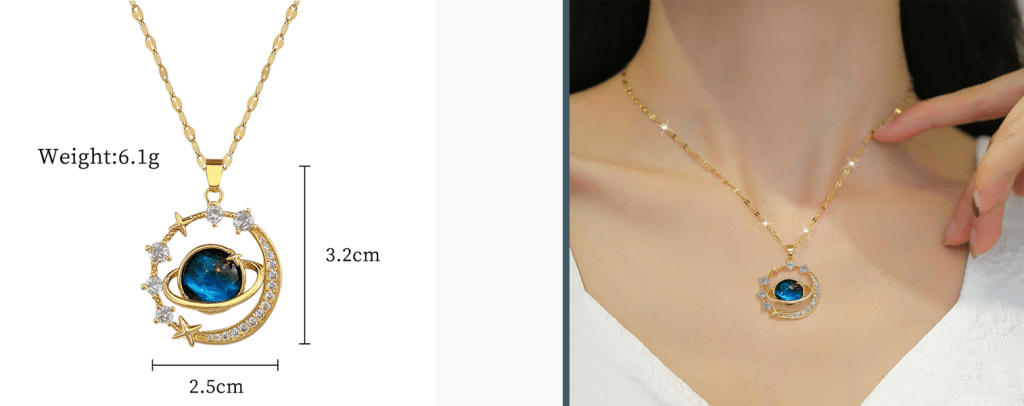 moon and star jewelry size
