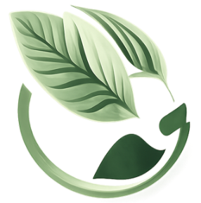 Our Sustainability Commitment icon featuring green leaves and a circular symbol representing responsible and eco-friendly business practices.