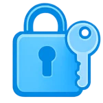 Locked with key icon representing enhanced security