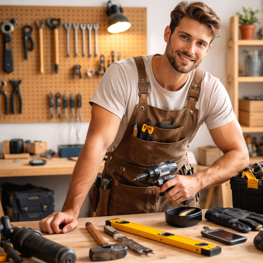 Tools & Utilities displayed in a modern workshop setting, featuring practical hand tools and equipment designed for everyday tasks and home projects.