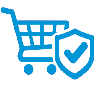 Trusted shopping experience icon showing secure checkout, verified payments, and customer trust
