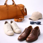 Acuvick men’s footwear and accessories collection featuring shoes, bags, belts, caps and sunglasses