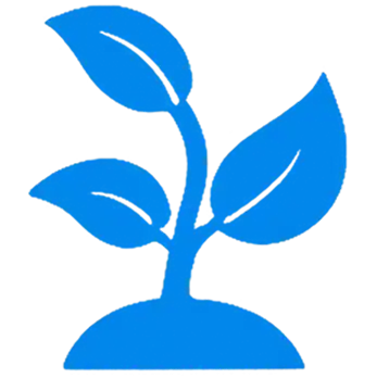 A plant seedling with vibrant blue leaves growing in soil, symbolizing growth and sustainability.
