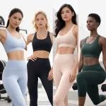 Women’s sportswear including leggings and gym training outfits