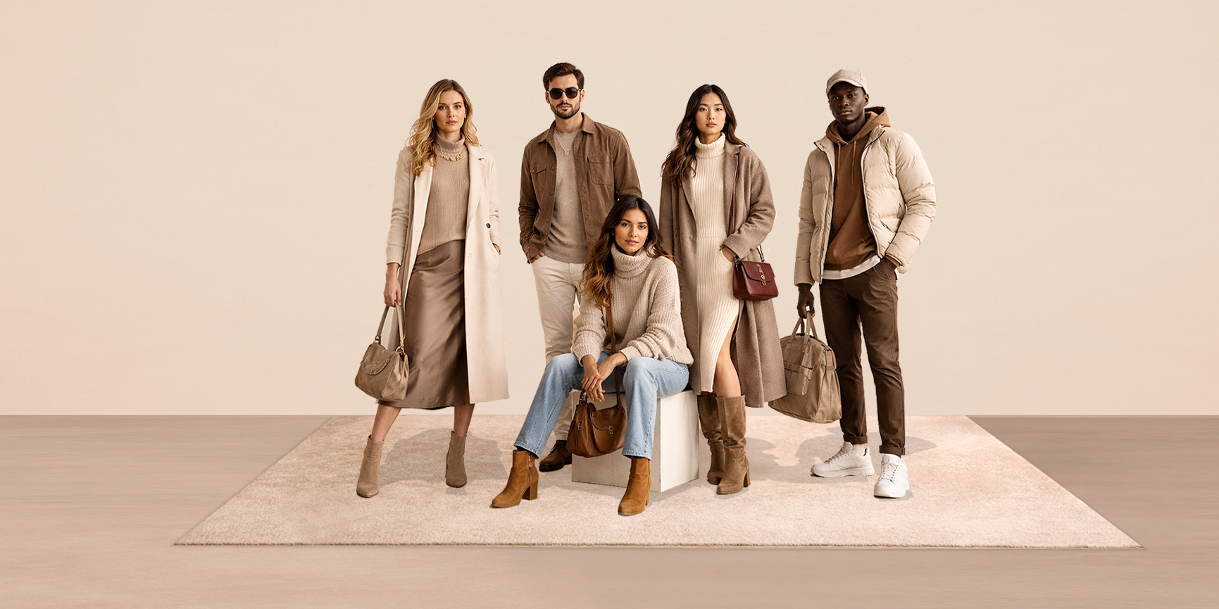 Autumn collection layered clothing earth tone outfits and transitional fashion