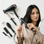 Hair styling tools including hair dryer curling iron straightener and styling brushes