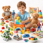 Kids toys including building blocks plush toys and creative play sets
