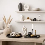 Modern decorative accessories including vases trays sculptures and candle holders