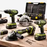 Power tools including cordless drill saw grinder and tool kit