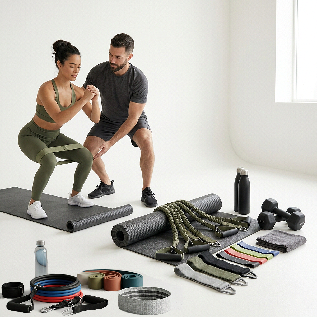 Resistance bands set for home workout strength training