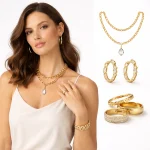 Alt: " Jewelry product image – Acuvick " Elegant women’s fashion jewelry collection including necklaces earrings and rings by Acuvick