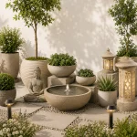 Garden decor collection featuring outdoor ornaments, statues and planters