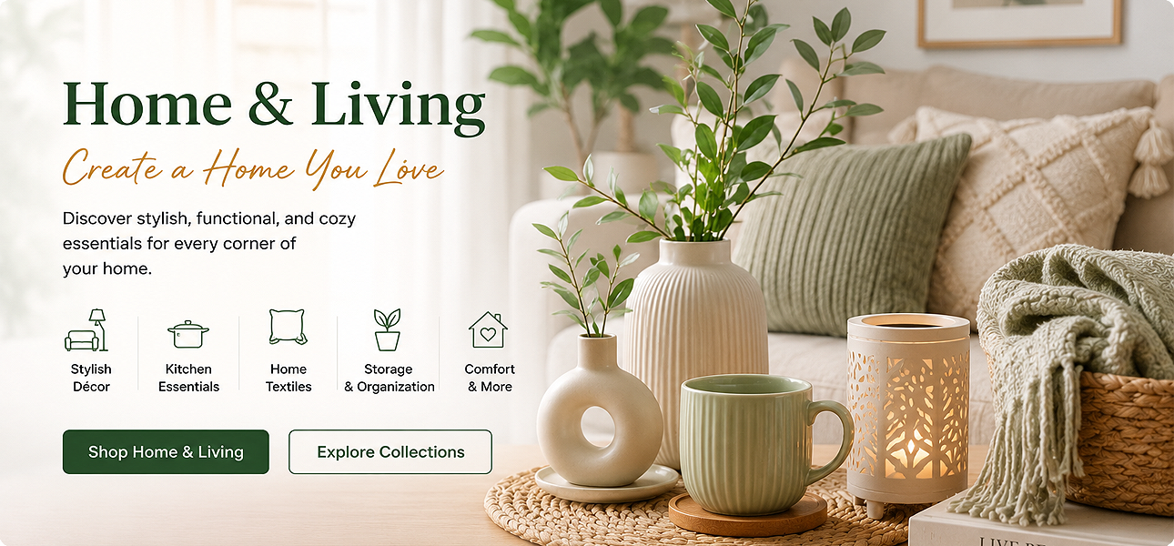 Modern home living collection featuring furniture decor kitchen and lifestyle essentials