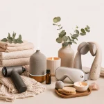 Relaxation products collection featuring massage devices and wellness recovery accessories