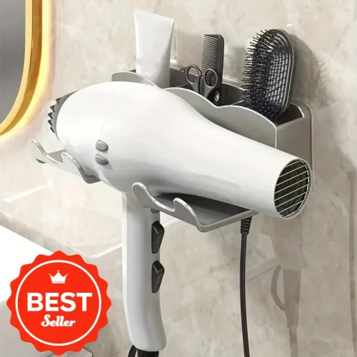 Wall Mounted Hair Dryer Holder Bathroom Storage Rack