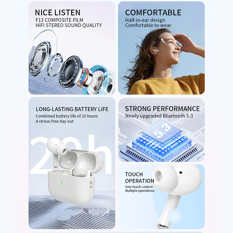 Alt: " Premium Air Pro Wireless Bluetooth Earbuds with Charging Case product image – Acuvick " Premium Air Pro Wireless Bluetooth Earbuds with Charging Case - Image 2