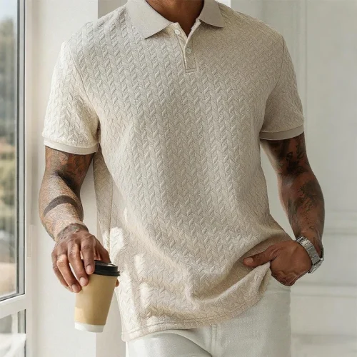 Alt: " Home product image – Acuvick " Men's Premium Breathable Short Sleeve Polo Shirt