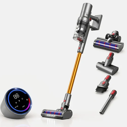 ABIR VC205 Smart Cordless Vacuum Cleaner with intelligent touch screen, powerful suction, cordless lightweight design, and multi-surface cleaning performance for home use.