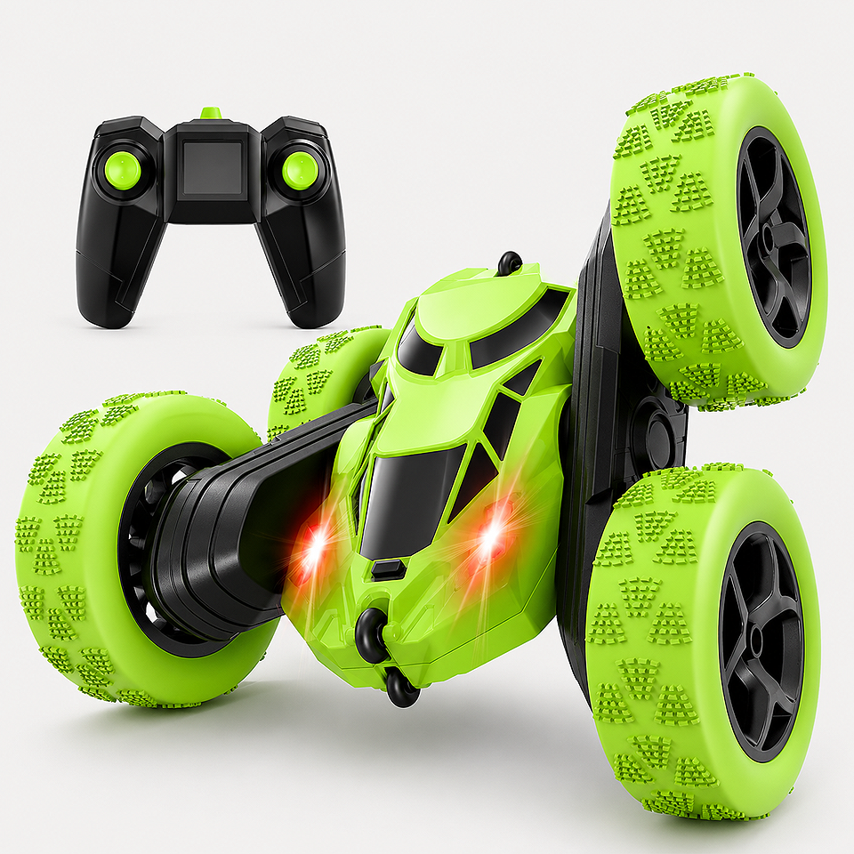 Alt: " Exciting Threeking Hand-Controlled RC Stunt Toy Car product image – Acuvick " Exciting Threeking hand-controlled RC stunt toy car with gesture sensing remote, 360-degree rotating wheels, all-terrain design, and rechargeable battery for kids and outdoor fun.