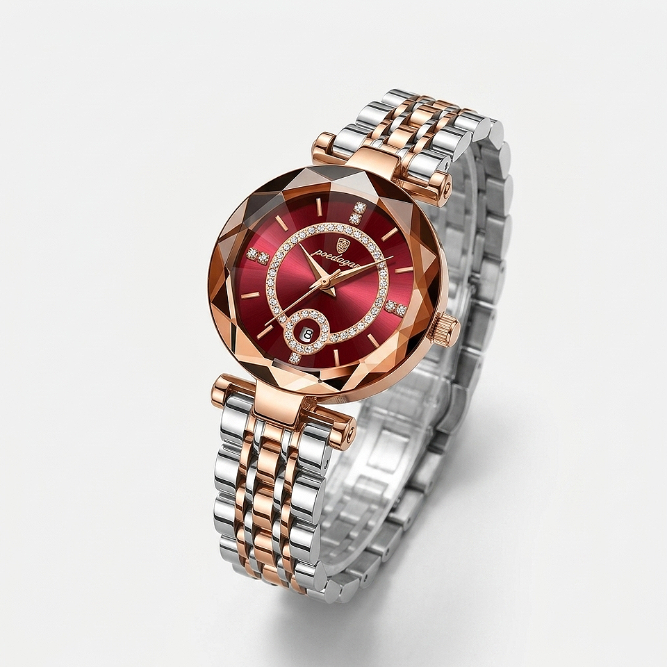 Alt: " Luxury Women's Quartz Watch with Date Display product image – Acuvick " Luxury Women's Quartz Watch with Date Display presented as an elegant Mother's Day gift featuring a precision quartz movement, analogue dial, and stylish design for mothers and loved ones.