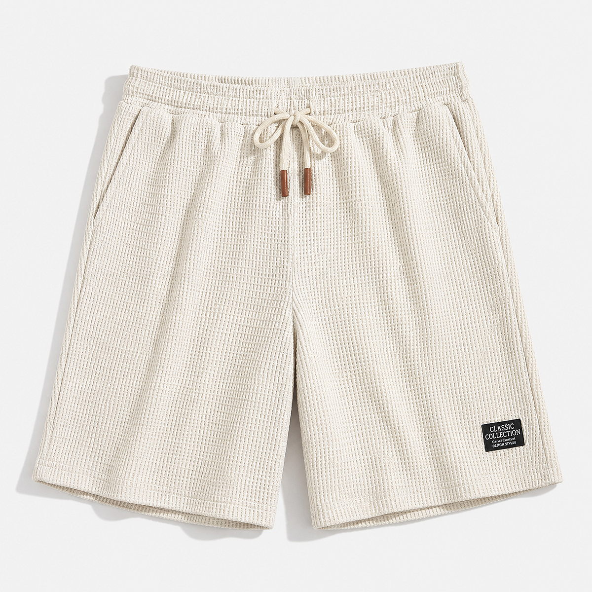 Men's textured casual beach shorts with lightweight breathable fabric, designed for active and casual lifestyles including travel, beach holidays, outdoor activities, and everyday summer wear.