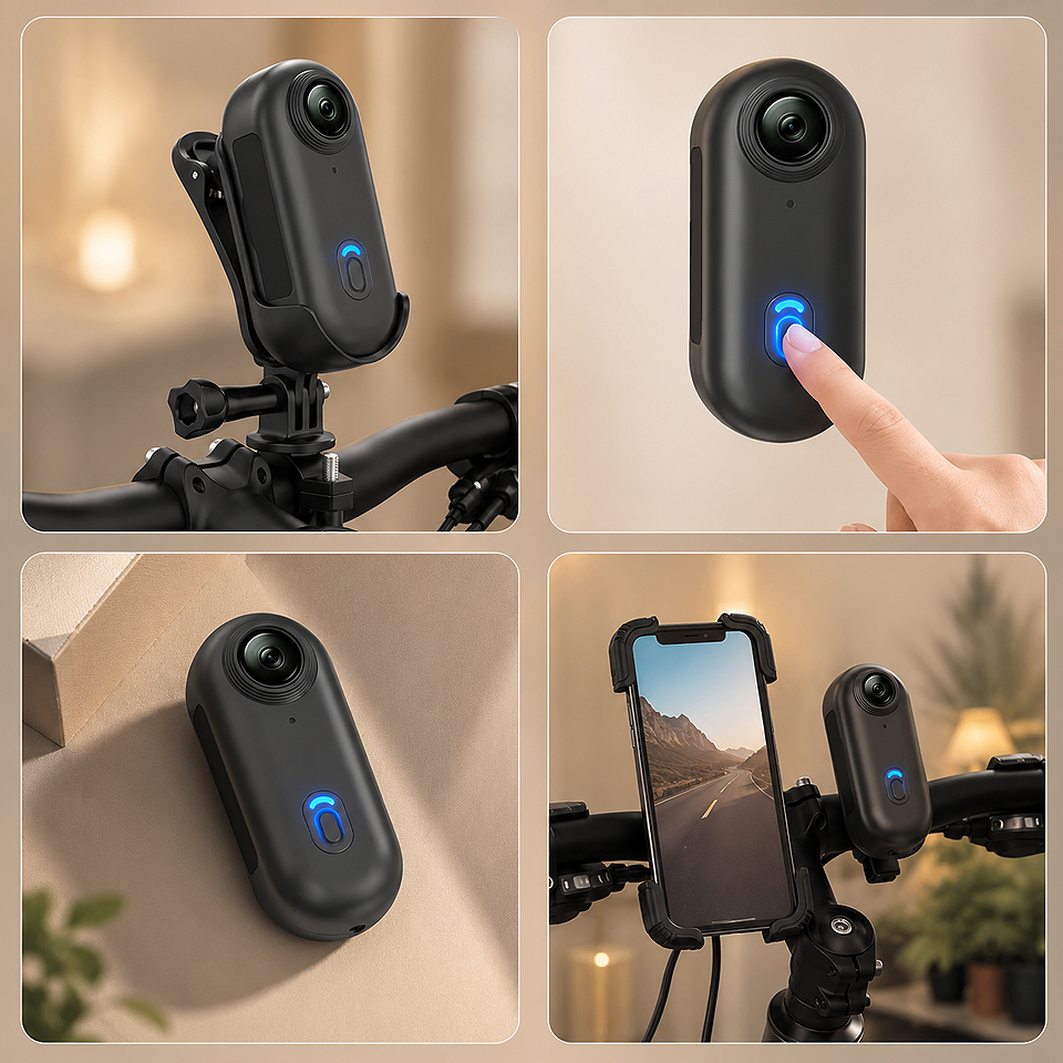 Alt: " 4K Mini WiFi Waterproof Action Camera – Wearable Body Cam product image – Acuvick " Premium 4K Mini WiFi Action Camera with a compact waterproof wearable design for motorcycle riding, cycling, travel, outdoor sports, and hands-free video recording.