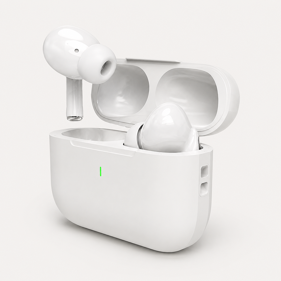 Alt: " Premium Air Pro Wireless Bluetooth Earbuds with Charging Case product image – Acuvick " Premium Air Pro Wireless Bluetooth 5.1 Earbuds with Charging Case in White