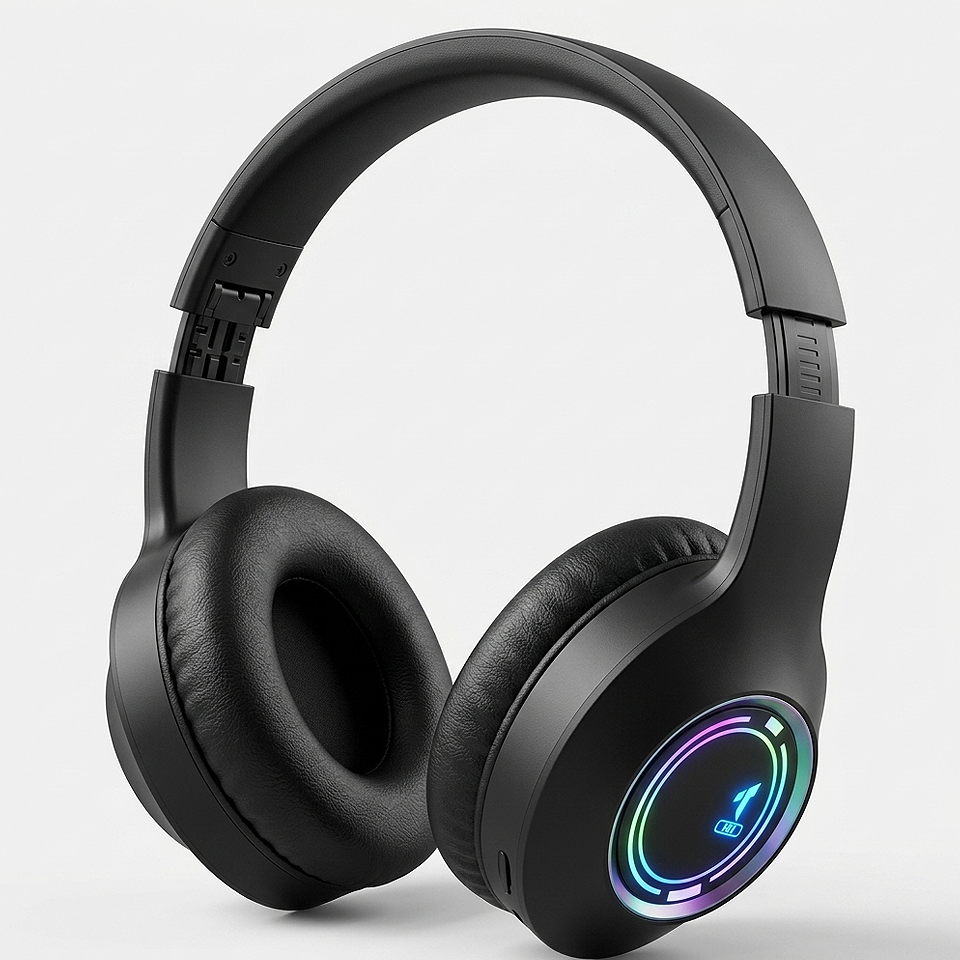 Premium Bluetooth 5.3 RGB wireless gaming headphones with a built-in microphone for clear voice calls, online gaming, video meetings, and hands-free communication.