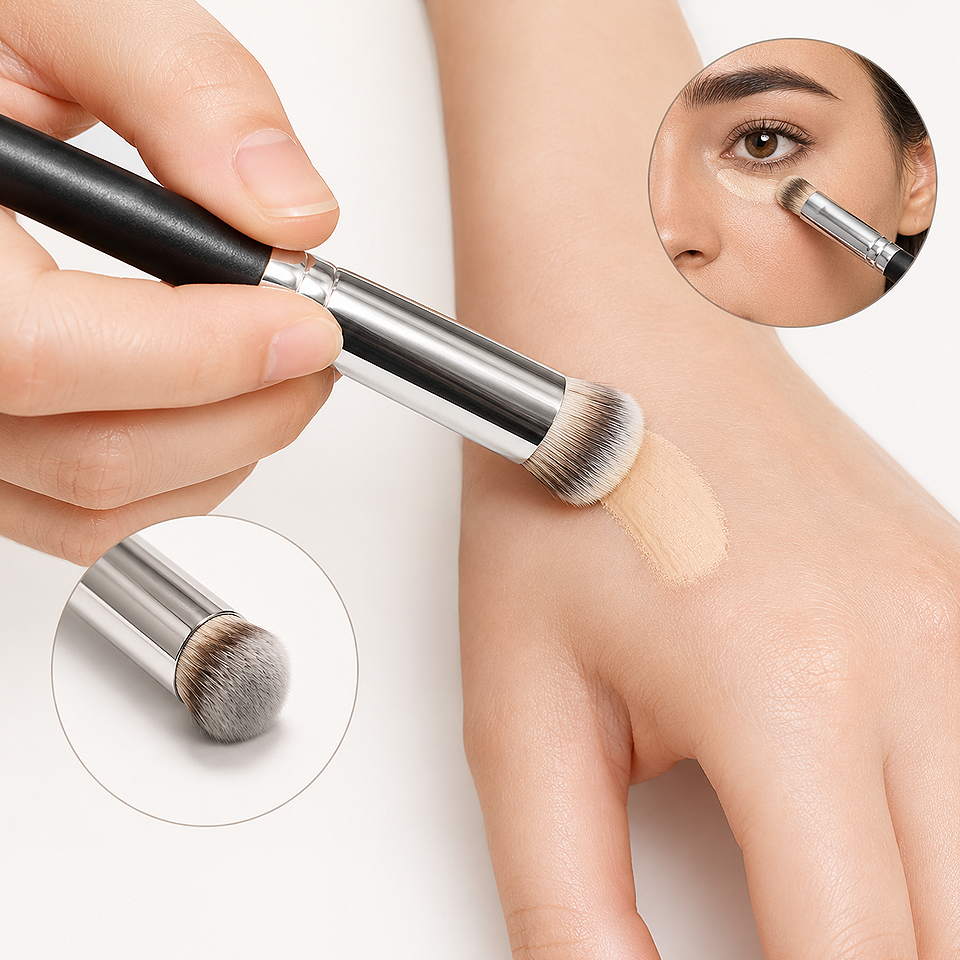 Premium Foundation & Concealer Makeup Brush Set Model 270 featuring a professional makeup brush with ultra-soft high-density synthetic bristles for flawless foundation application, concealer blending, contouring, and precision makeup.