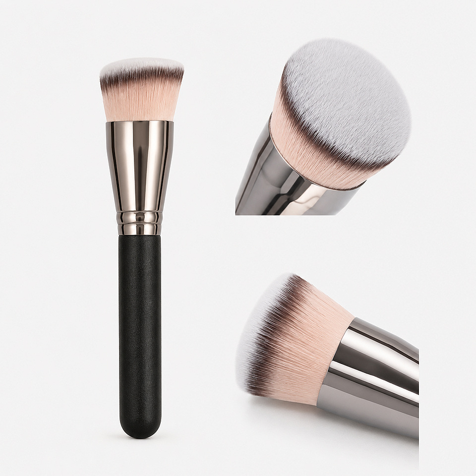Premium Foundation & Concealer Makeup Brush Set featuring a dense brush head with ultra-soft high-density synthetic bristles for streak-free foundation application, seamless concealer blending, and a smooth natural finish.