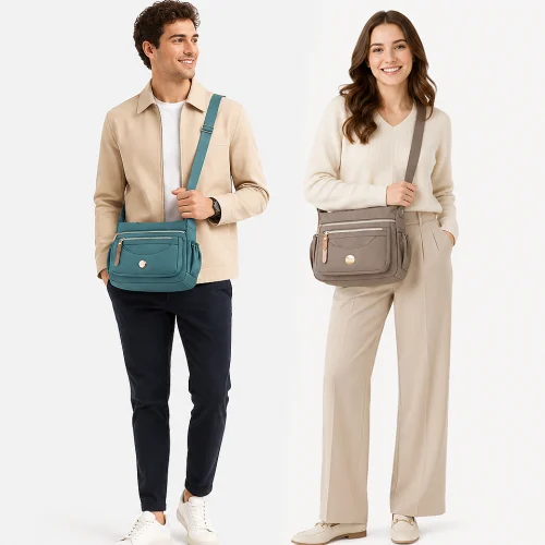 Premium waterproof nylon crossbody messenger bag with adjustable shoulder strap for men and women
