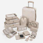 Travel organizers including document wallet electronics organizer cable pouch and travel storage accessories