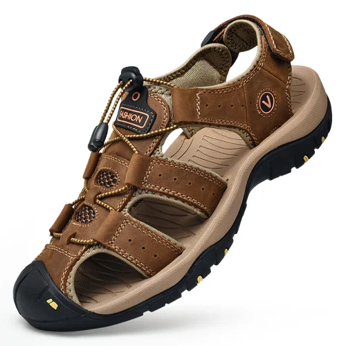 Men’s Casual Outdoor Leather-Look Sandals