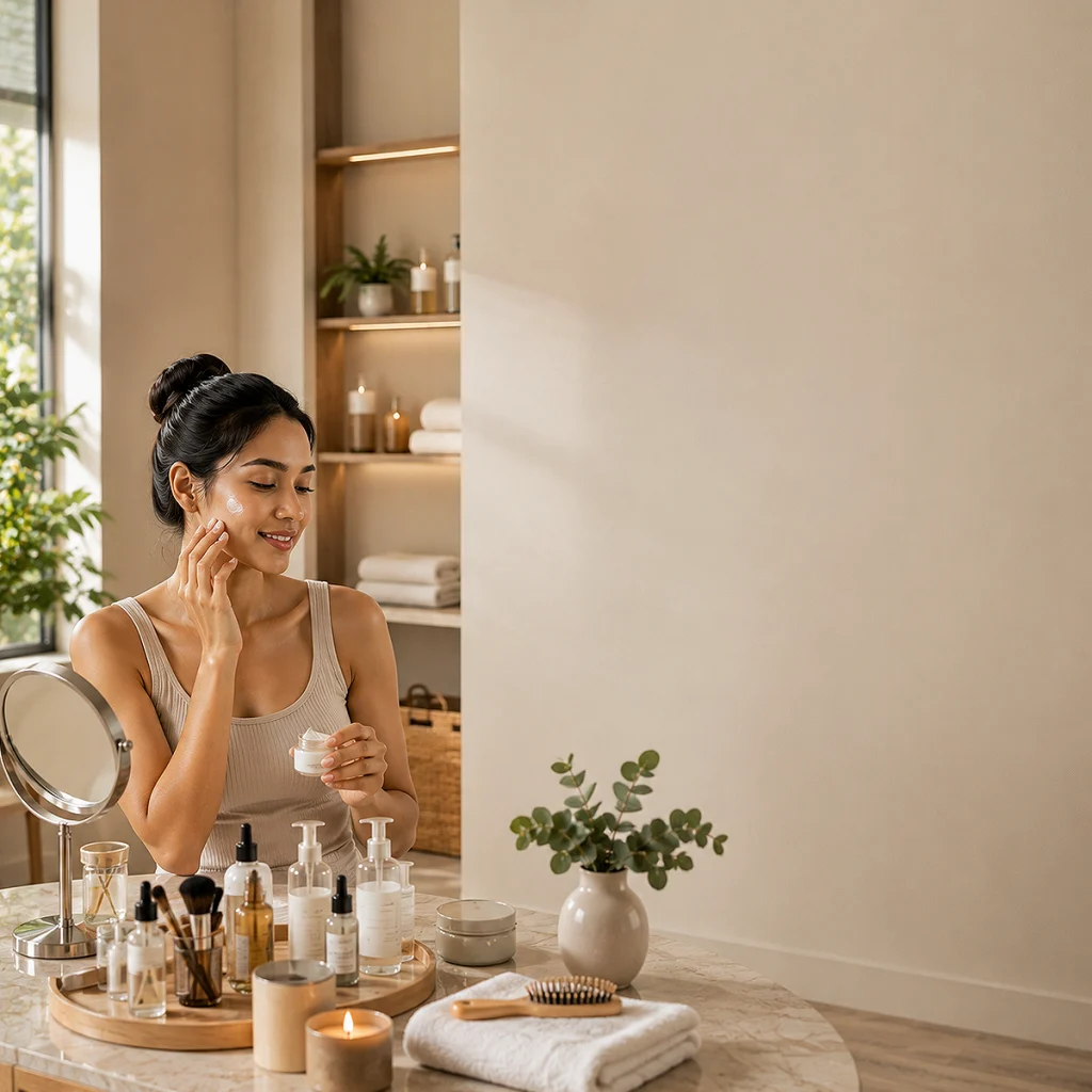 Beauty products and essentials for everyday routines
