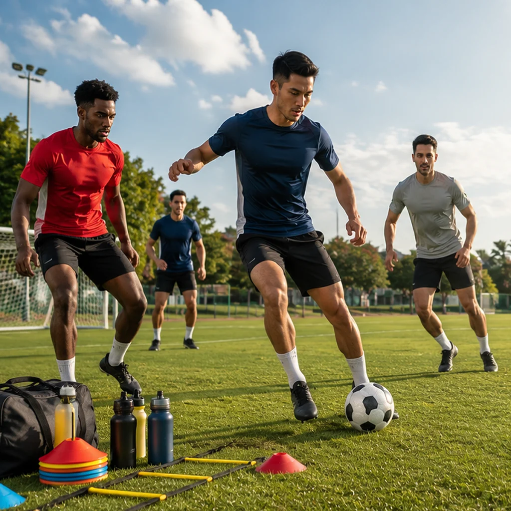 Football gear and equipment for training practice and recreational play
