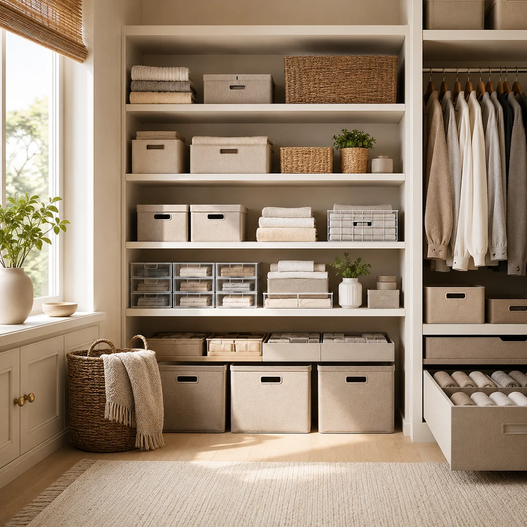 Modern home organization with stylish storage and organizing solutions