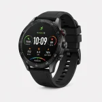 Sport watch with fitness tracking display and black strap