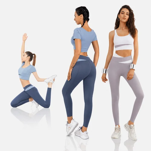 Women's casual activewear tracksuit featuring matching sports bra and high-waist leggings for gym, yoga, fitness and everyday athleisure wear