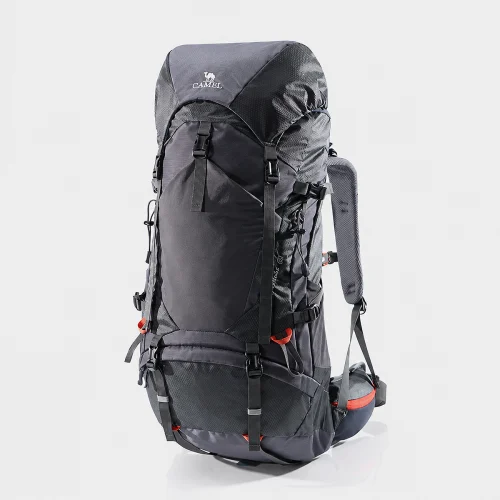Alt: " Home product image – Acuvick " GOLDEN CAMEL 65L waterproof hiking backpack with rain cover for camping, trekking and travel