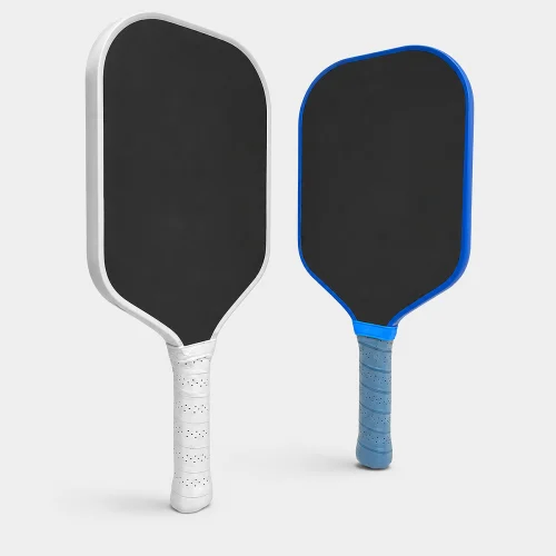HONOLULU J6CR Carbon Fiber Pickleball Paddle in white and blue featuring an elongated shape, carbon fiber face, ergonomic grip, and professional tournament-ready performance.