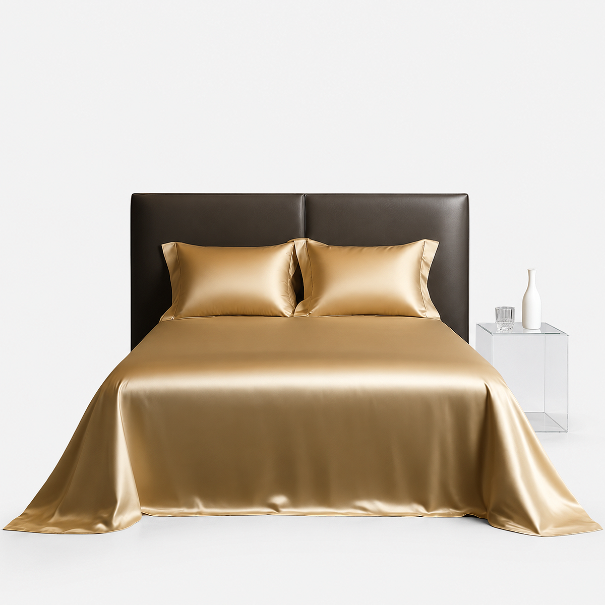 Alt: " 100% Mulberry Silk Luxury Bed Sheet product image – Acuvick " Luxury silk flat bed sheet